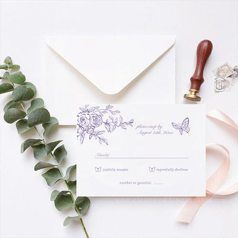 Butterfly Shape Roses Foil Quinceañera Mis Quince Invitation CWIP03